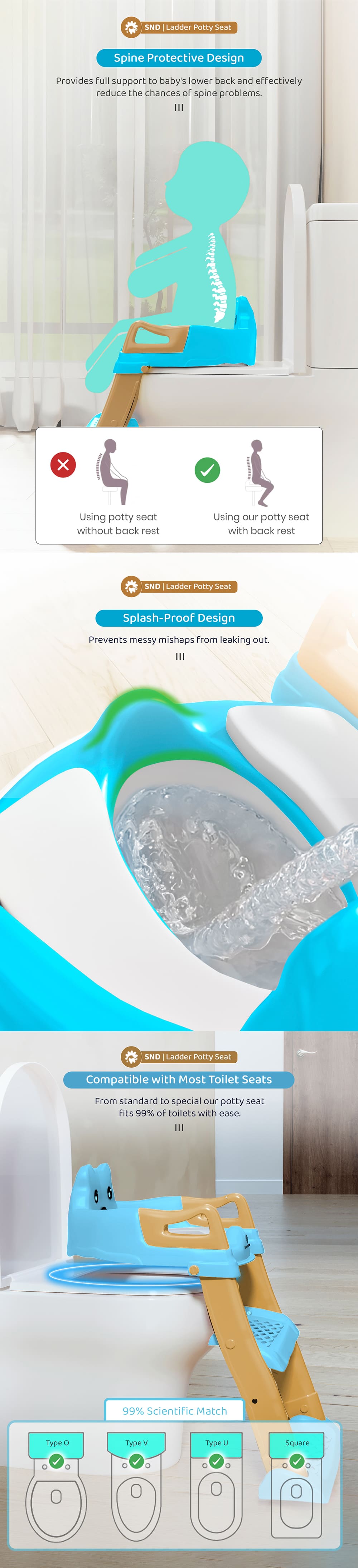 kids Ladder Potty Seat Suitable for Various Toilet Sizes