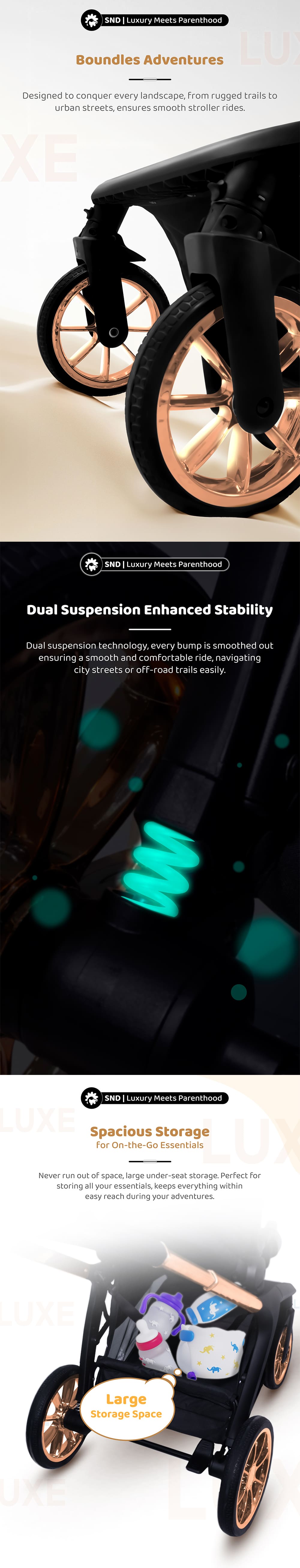 Luxe Baby Stroller with Dual Suspension