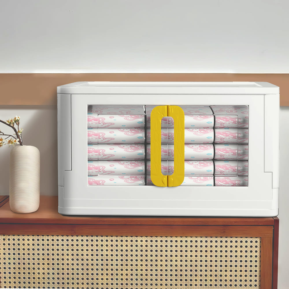 StarAndDaisy Kids Wardrobe, Storage Cabinet Portable Almira with Drawers & Convertible Design (1 Stackable Cuboids - 72 Lt - Yellow)