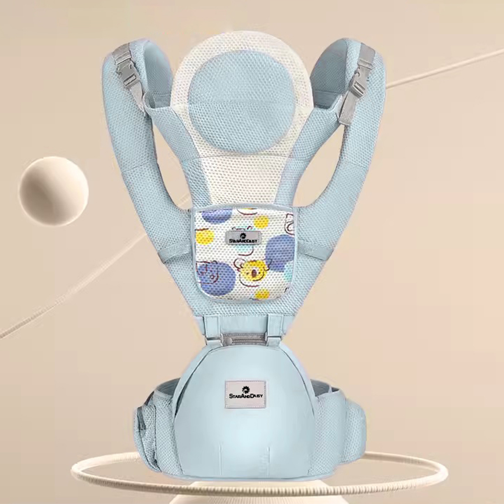 StarAndDaisy Little Traveler New Born Baby Carrier with 4 Carry Positions, Baby Sling Carrier with Hip seat for 0-36 Months Babies - Blue