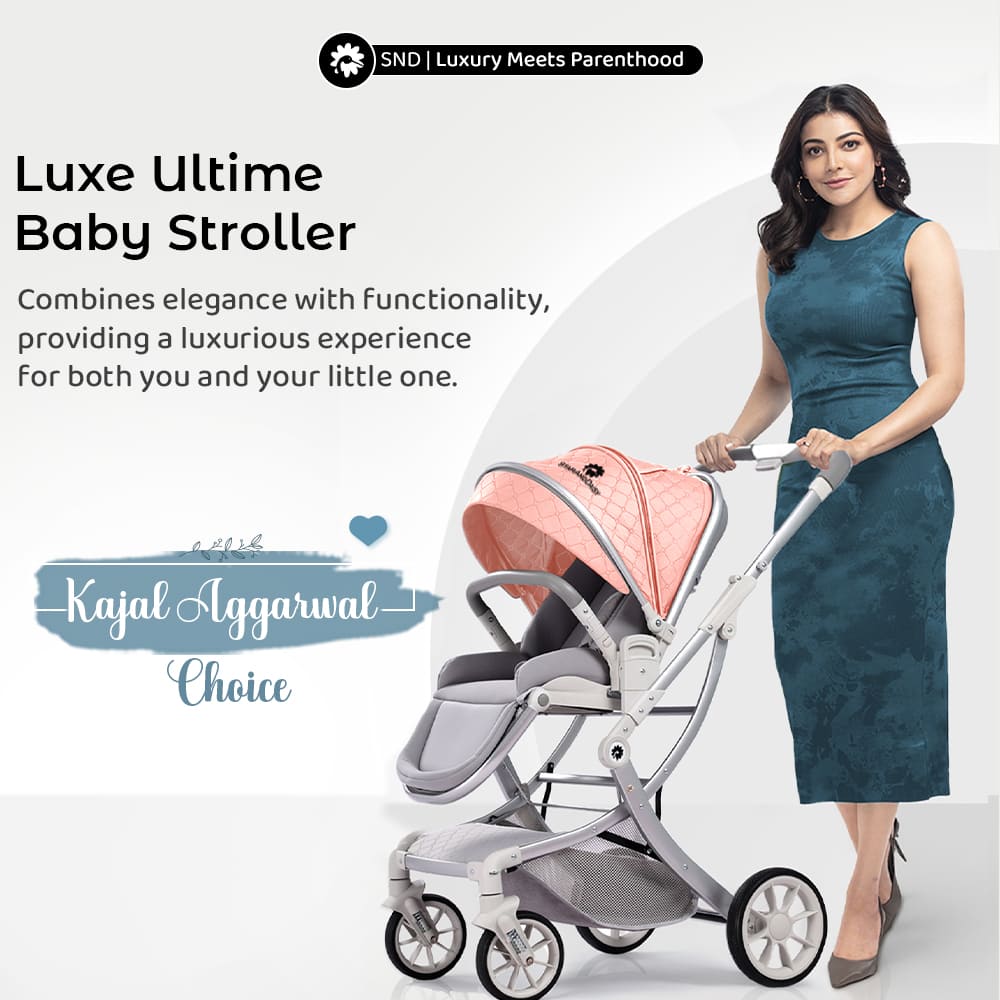 StarAndDaisy Luxe Ultima Travel Baby Stroller, Lightweight Travel Pram with Supportive Backrest for 0-3 Year Babies - Pink