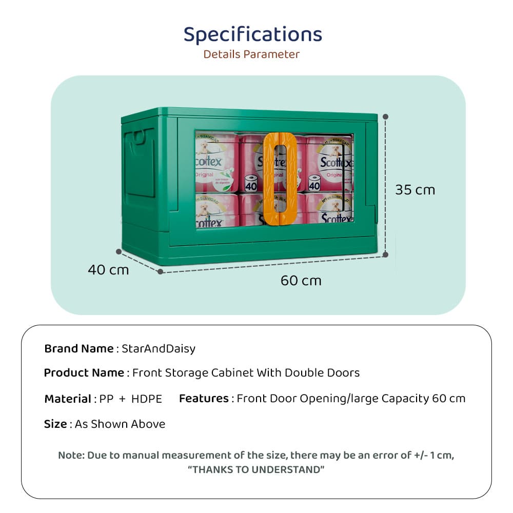 Stackable Storage Cupboard, Collapsible Wardrobe green dimension