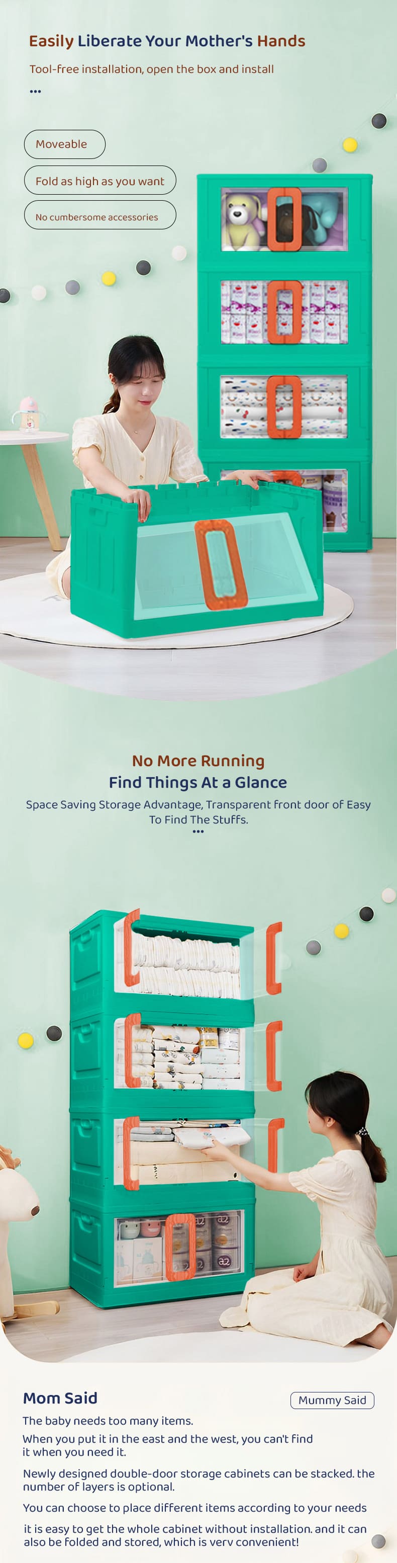 Kids Storage Cabinet with Drawers