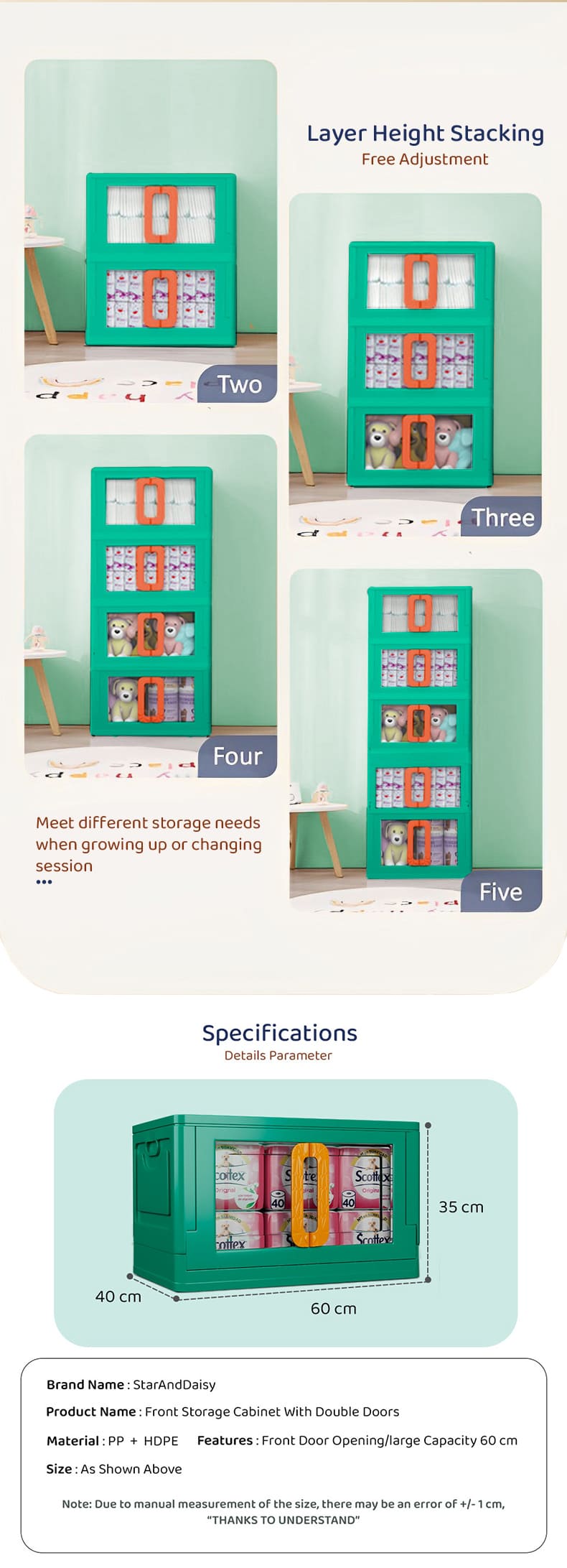 Kids Storage Cabinet with Drawers