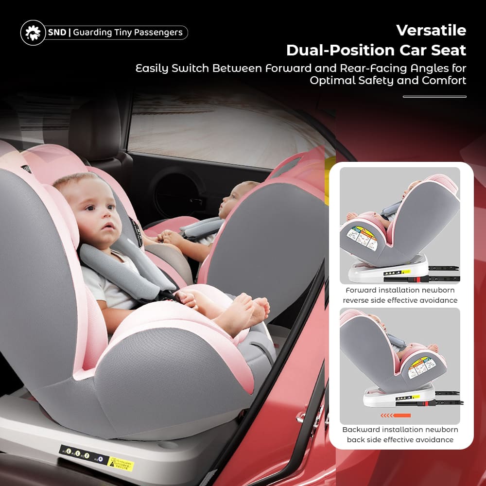 StarAndDaisy Convertible Isofix Baby Car Seat, Infant Car Seat with 360 Rotatable & Adjustable Headrest for 6-12 Years Kids - Pink