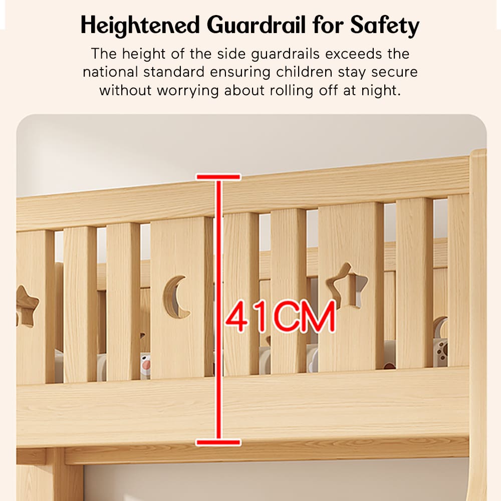 Bunk Bed with Heightened Guardrail