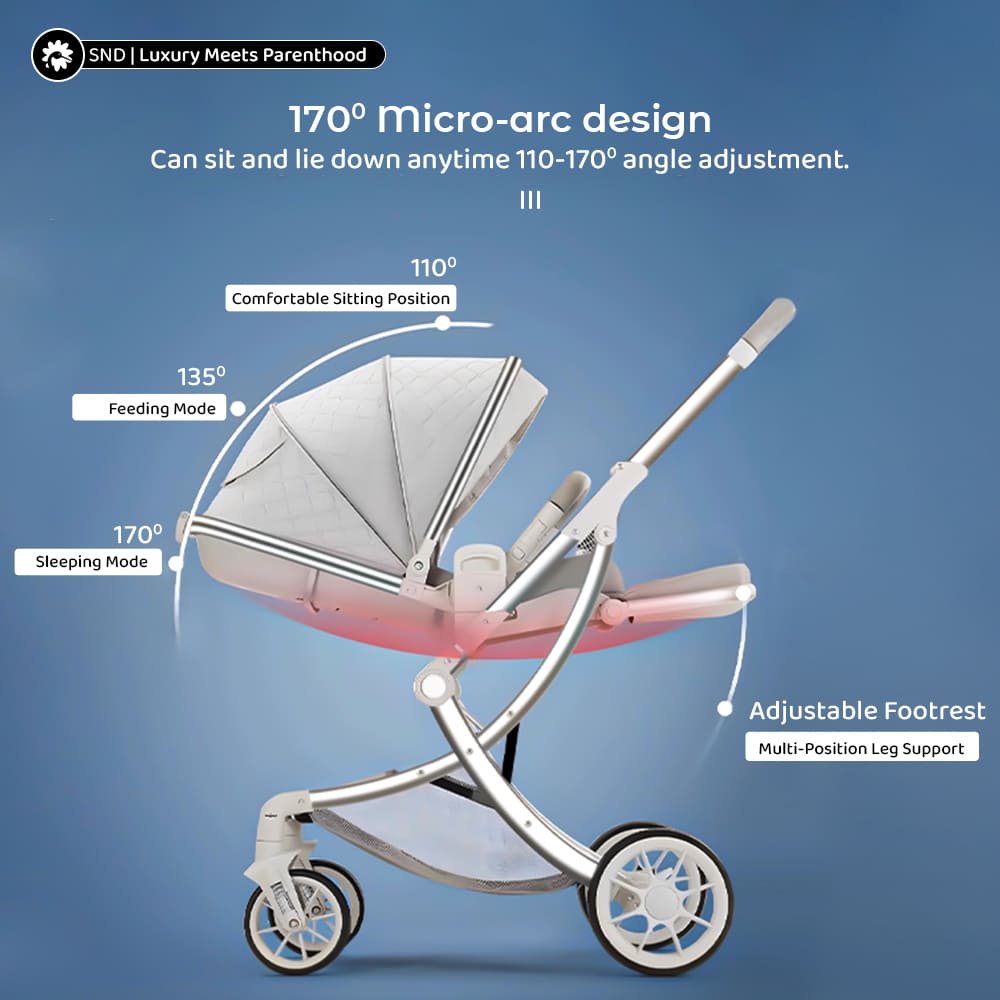 Baby Stroller with fully Reclinable