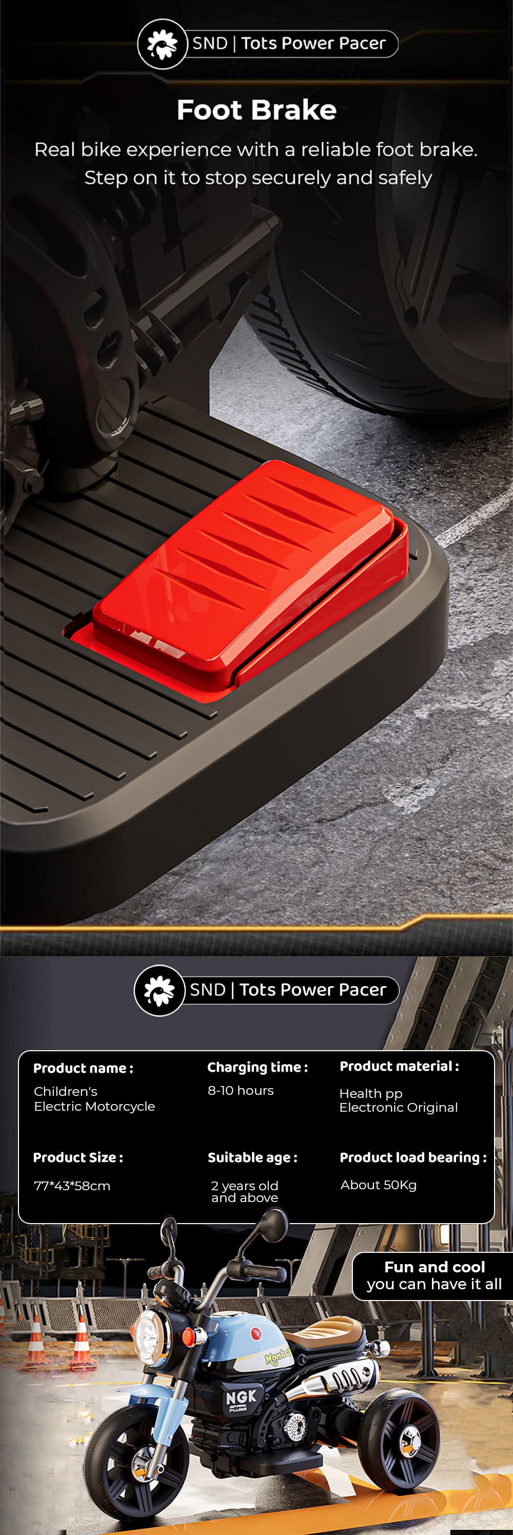 Specification of Ride on Bike