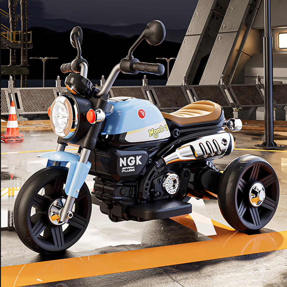 StarAndDaisy 3 Wheel Electric Mini Motor Bike Without Back Support, Horn & Bluetooth Music - NGK Blue