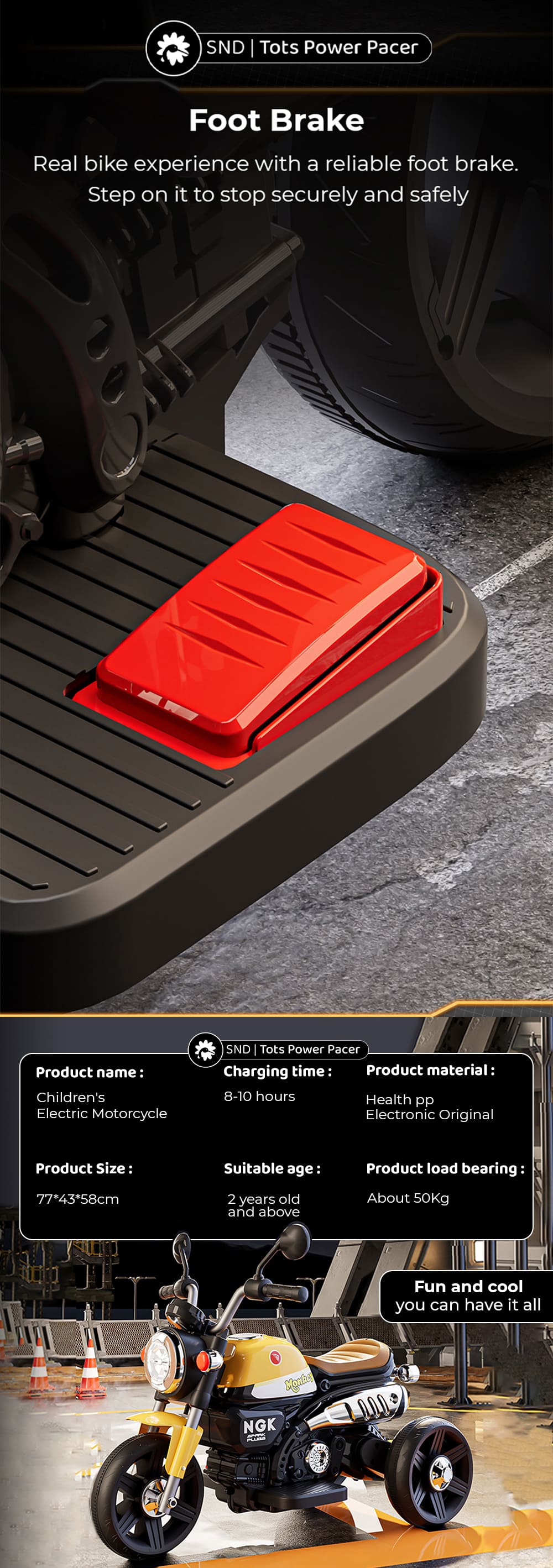 Specification of Ride on Bike