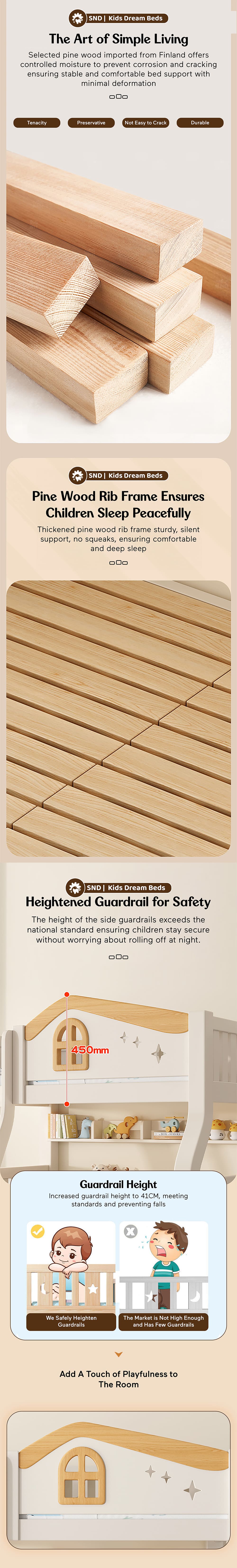 Bunk Bed White with Ladder Cabinet Storage