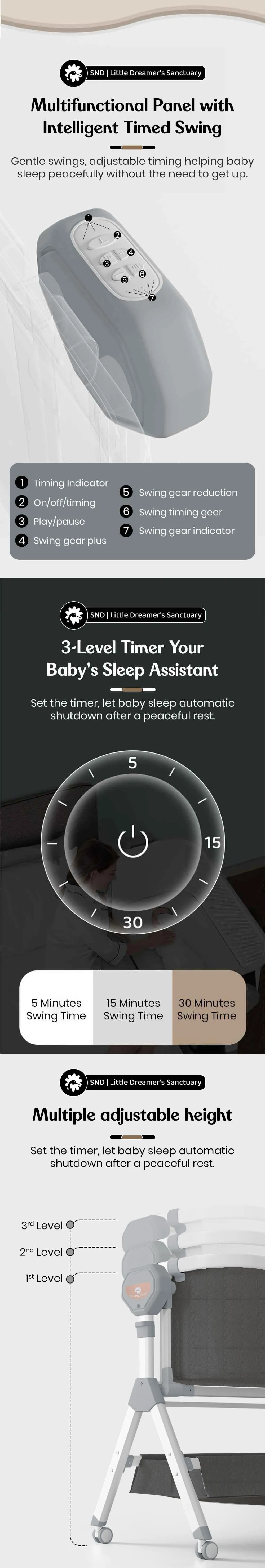 Baby Bedside Bassinet with 360° Wwheels