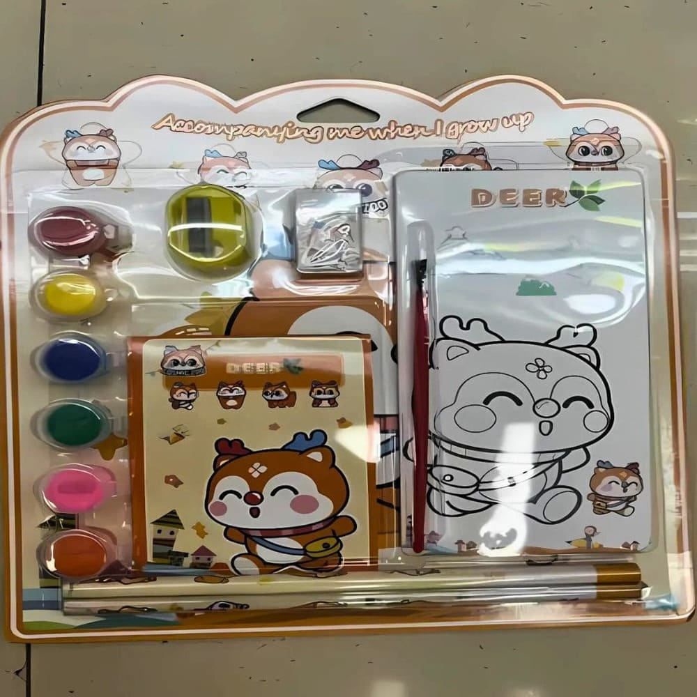 Water Colour Stationery Set for Kids, Water color Set for Drawing and Painting for Boys and Girls- Assorted Print