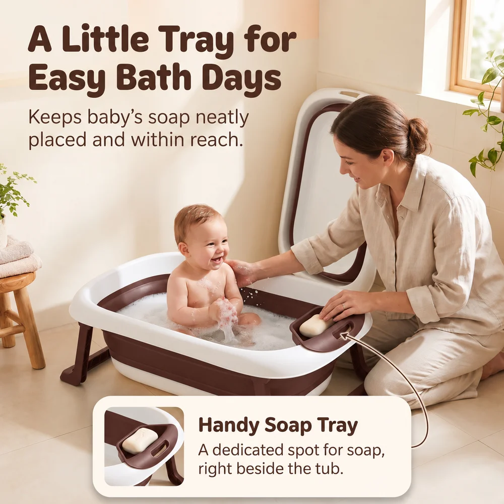 BT Basic Bathtub With Soap Bar Brown