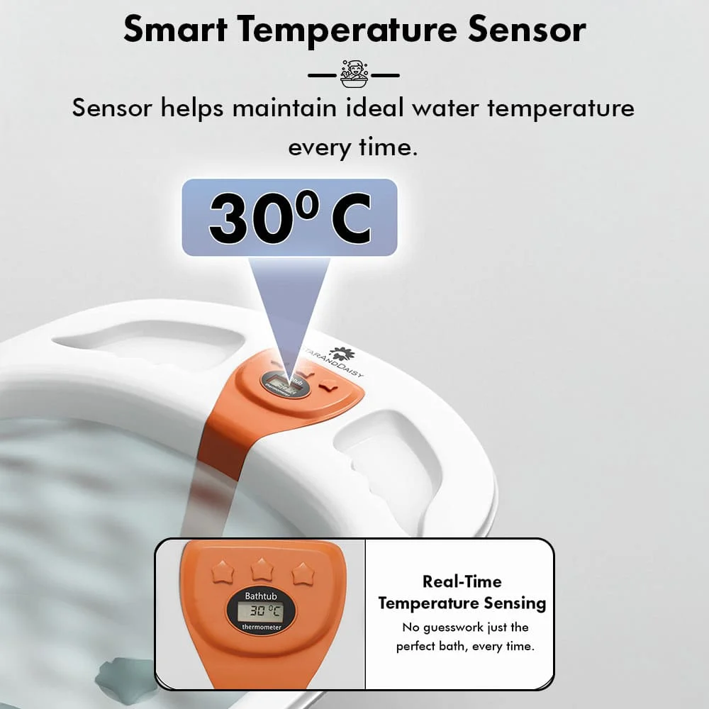 Baby bathtub with temperature sensor