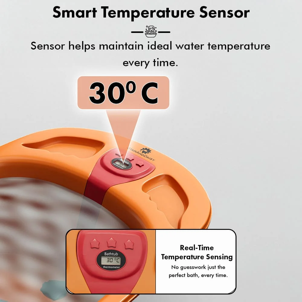 Baby bathtub with temperature sensor