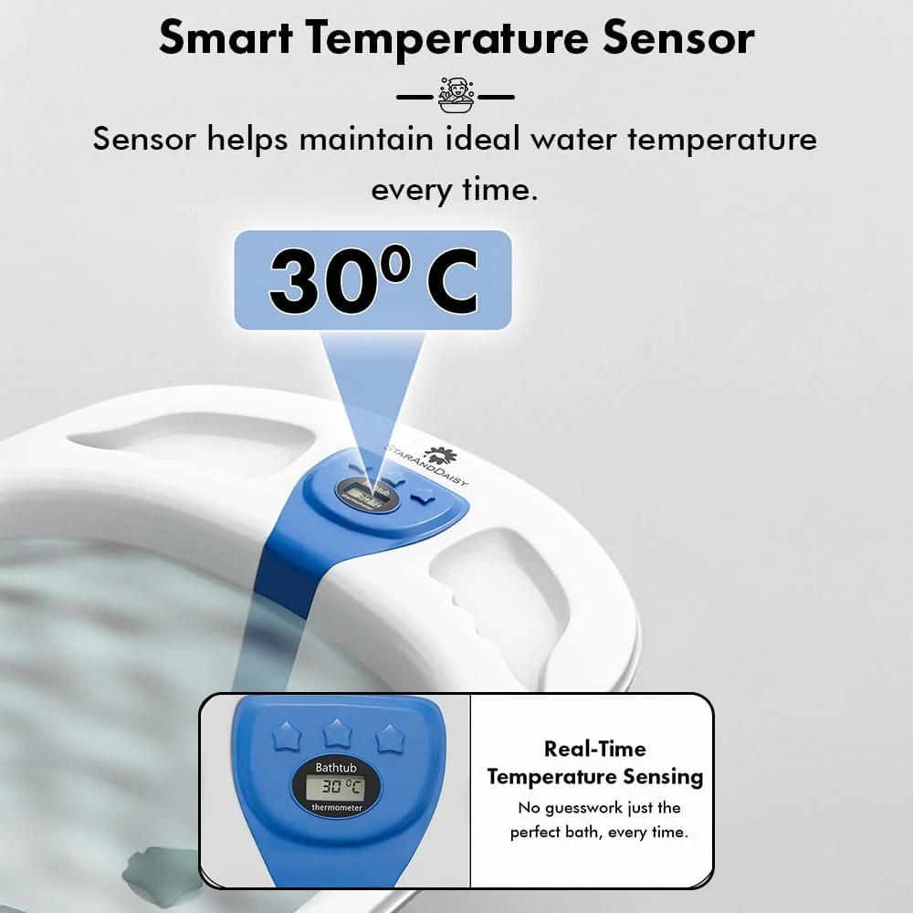 Baby bathtub with temperature sensor