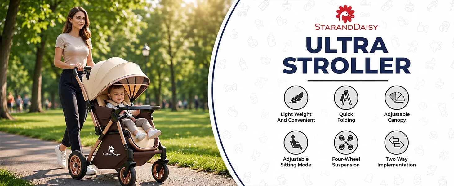 Multi-Adjustment Ultra Baby Stroller Pram