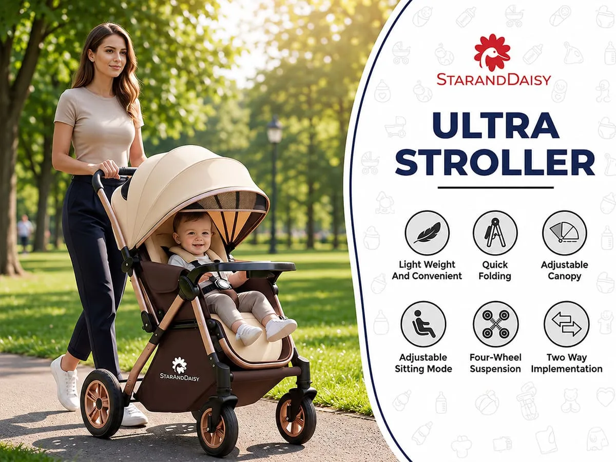 Multi-Adjustment Ultra Baby Stroller Pram