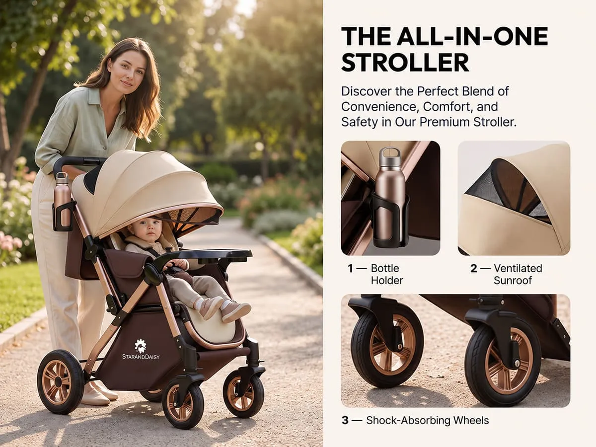 Multi-Adjustment Ultra Baby Stroller Pram