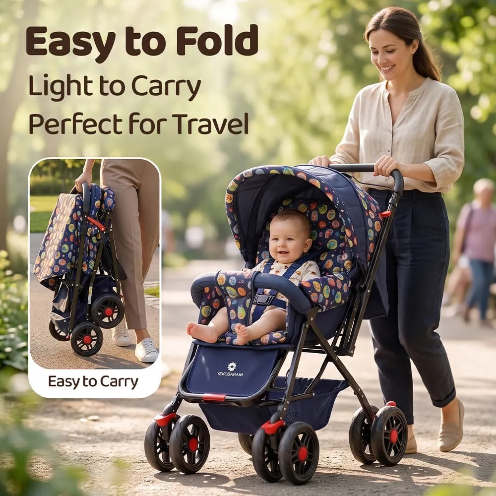 easy to fold Sunrise baby stroller round print