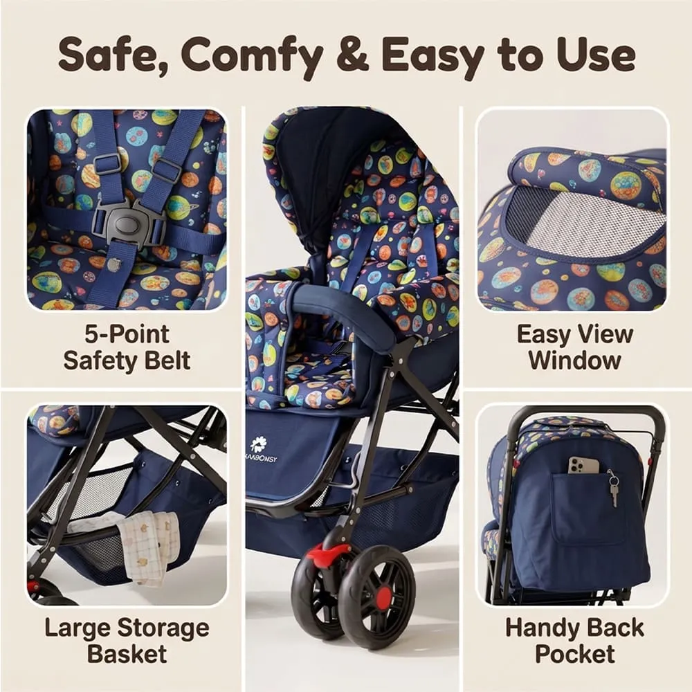 safe comfy easy to use Sunrise baby stroller round print
