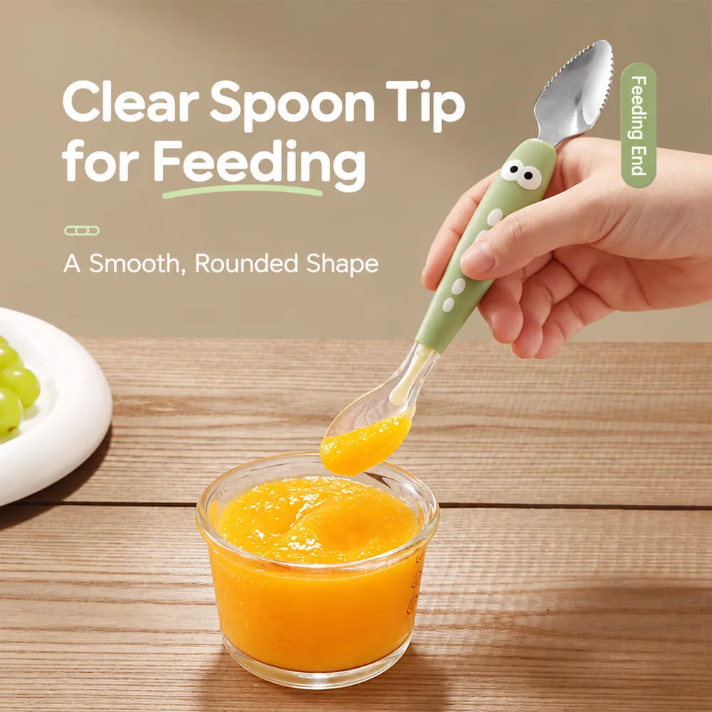 slear spoon tip Double-Ended Fruit Scraper & Feeding Spoon green