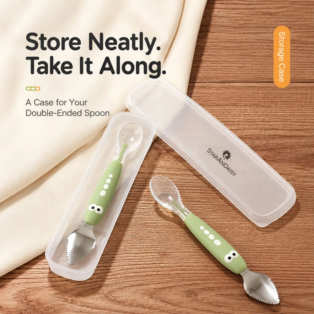 store neatly Double-Ended Fruit Scraper & Feeding Spoon green