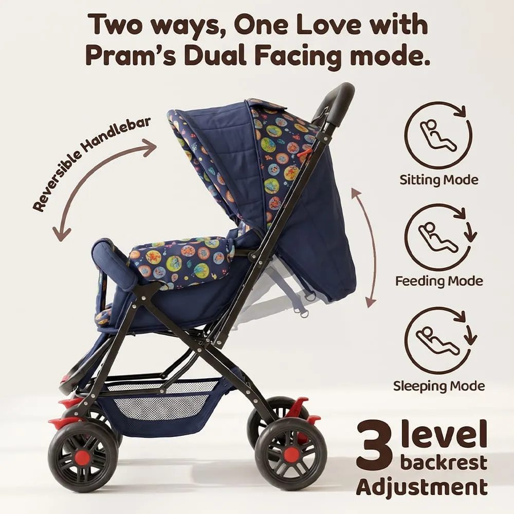 two way recline Sunrise baby stroller round print