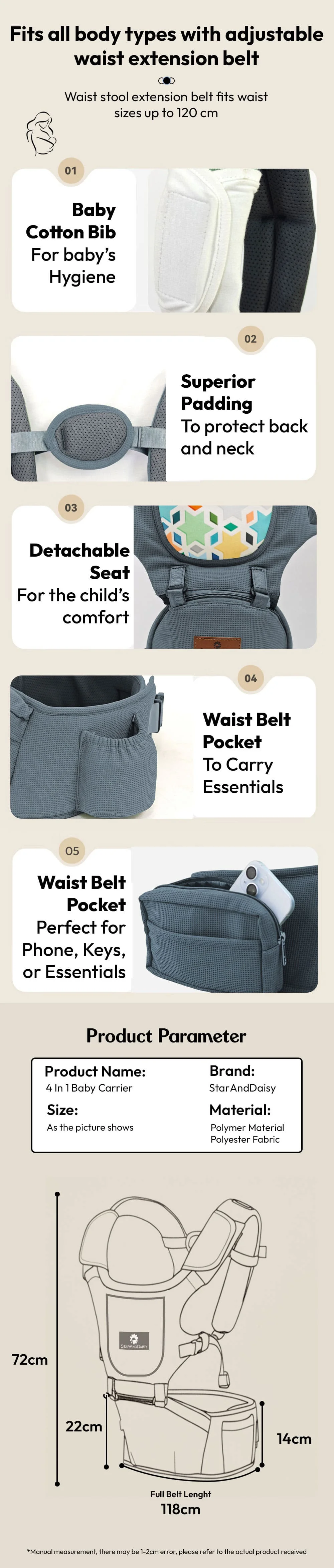 4-in-1 Baby Hip Carrier