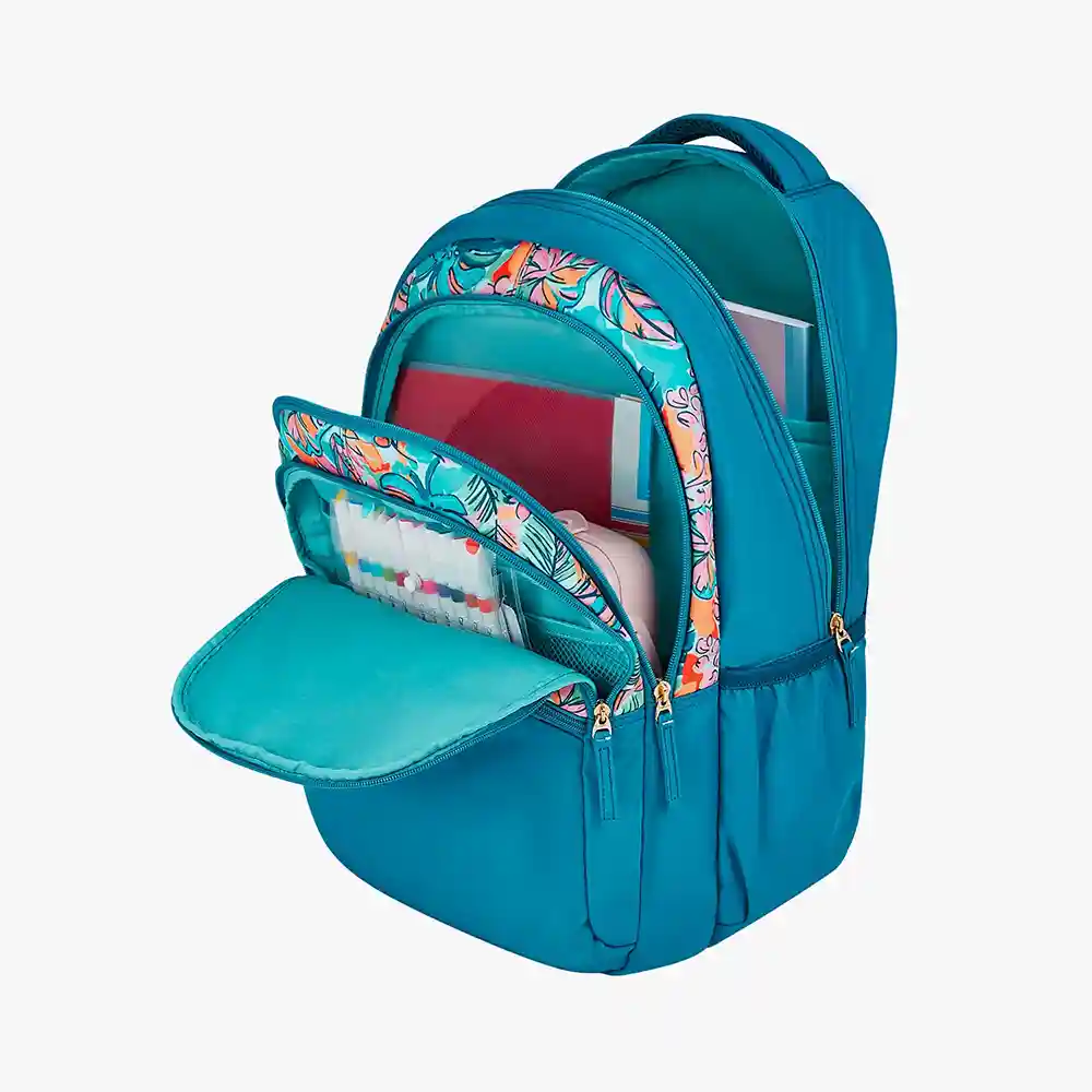 Genie Ruby 36L Laptop Backpack – Multi-Compartment, Lightweight, Durable, with Rain Cover for Travel & School.