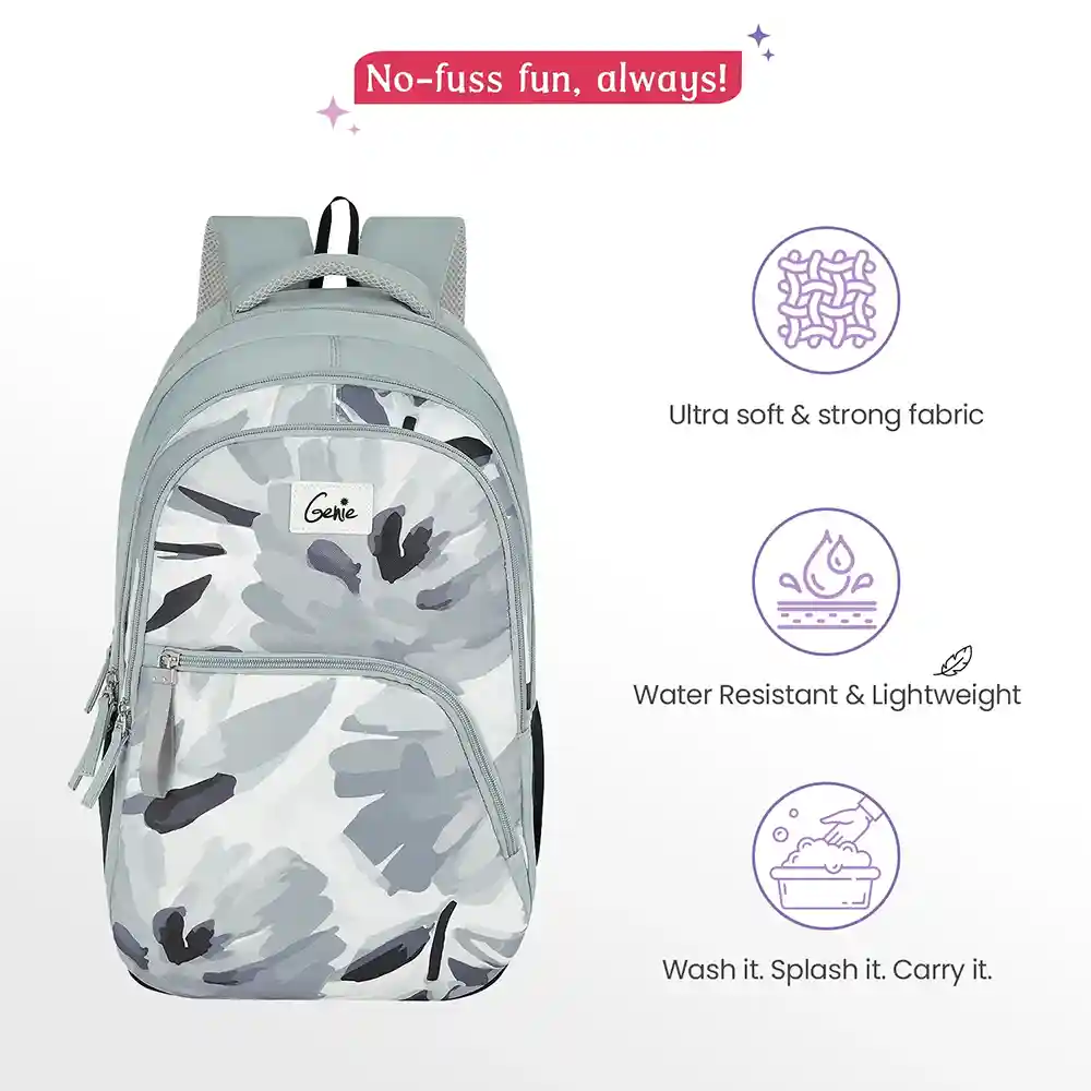 Genie Ruby 36L, Laptop Bag, Multi-Compartment With Rain Cover, Durable, Lightweight, Travel, School Backpack