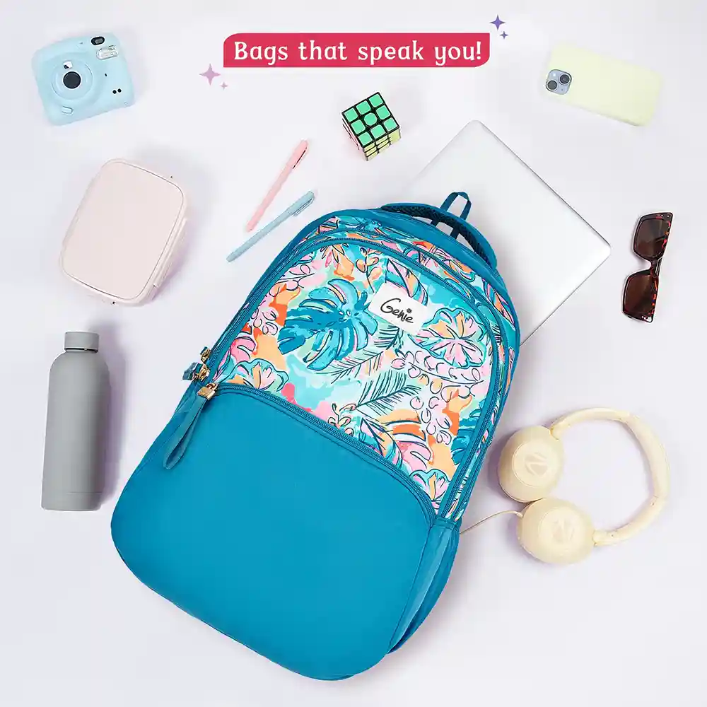 Genie Ruby 36L Laptop Backpack – Multi-Compartment, Lightweight, Durable, with Rain Cover for Travel & School.