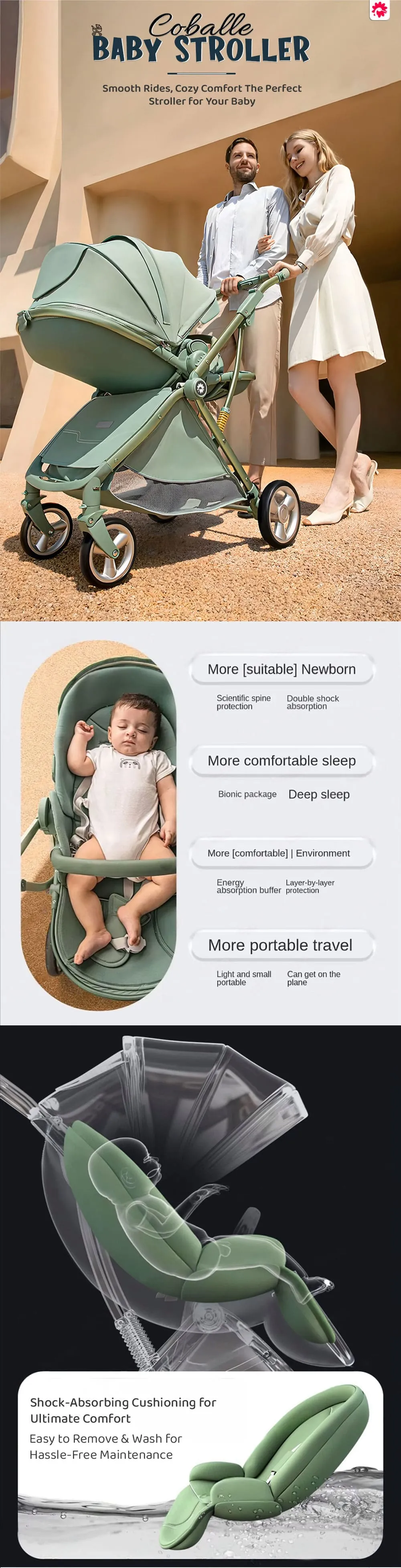 One-Click Foldable Baby Stroller
