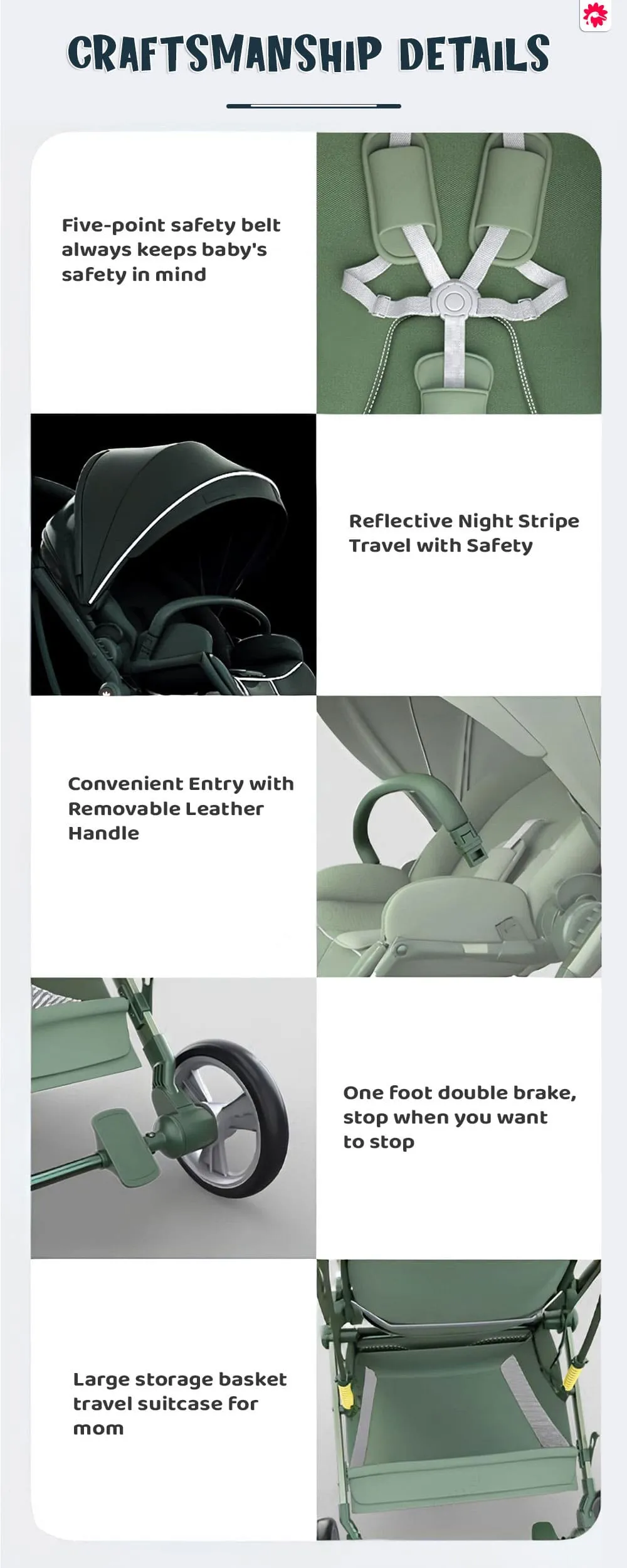 Baby Stroller With Safety Belt And Smooth Wheels