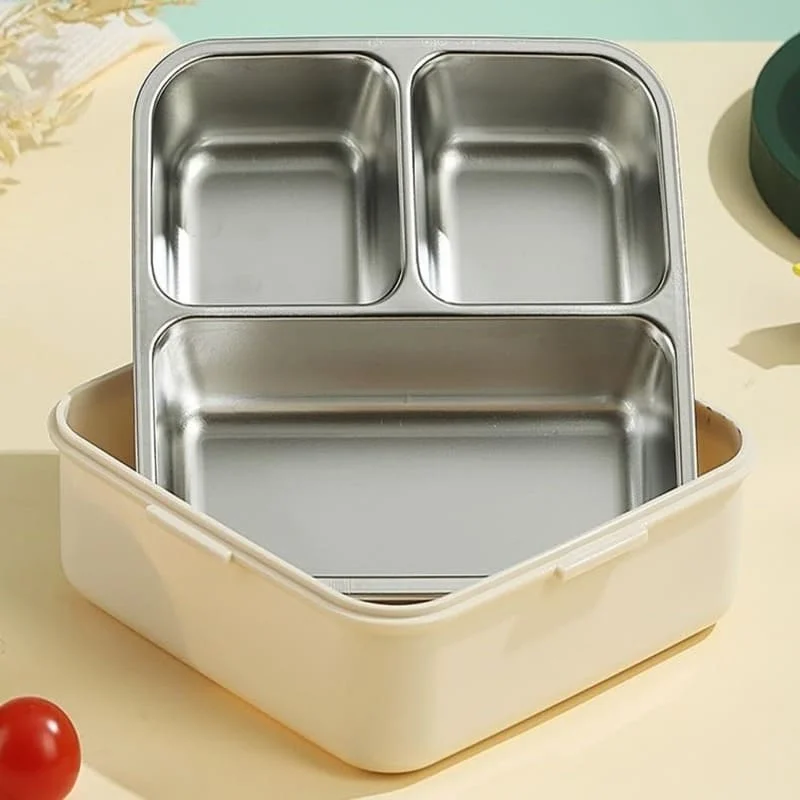 Dinosaur Children Double Layer, Crafted from BPA-free, 304 stainless steel, it’s safe, durable, and leakproof, Designed for kids School Tiffin bento Lunch Box-Green