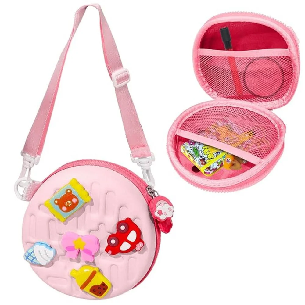 Stylish Sling Bag for Girls - Round Shaped Sling Bag for Girls, Korean Bag, Purse for Girls, Fancy Bag for Girls, Stylish Cross Body Bag with Adjustable Strap - Pink