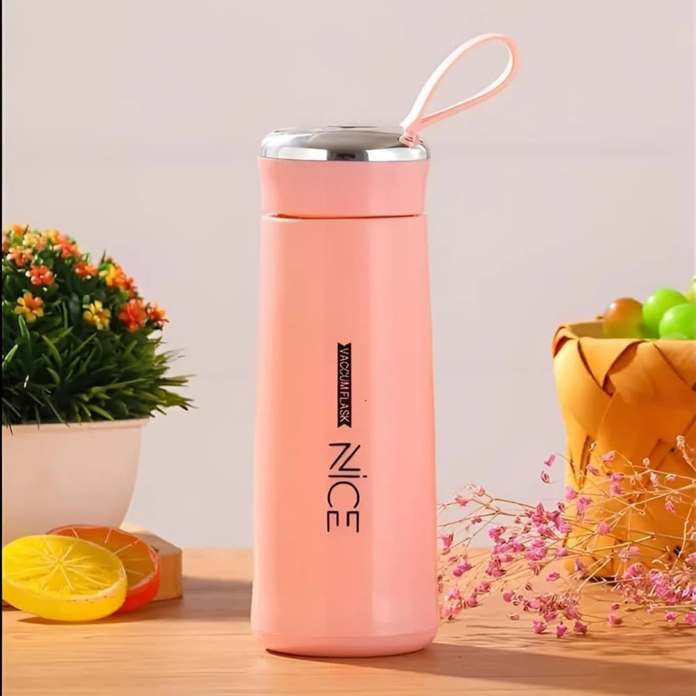 Vaccum Flask Water Bottle, Leak-Proof, Portable & Stylish Travel Flask for Hot & Cold Beverages-Pink