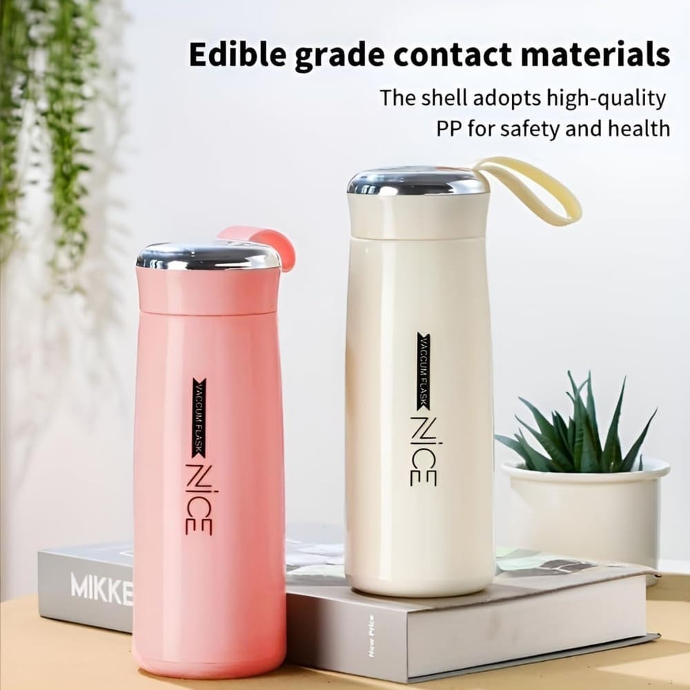 Vaccum Flask Water Bottle, Leak-Proof, Portable & Stylish Travel Flask for Hot & Cold Beverages-Pink