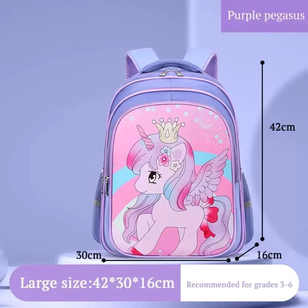 Charming Unicorn Backpack for Kids - Delightful Pink School Bag with Wings, Crown Design, and Spacious Compartments, Perfect for School, Travel, and Everyday Adventures-Purple