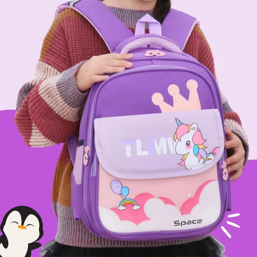 Dino Crown Flap School Backpack, Adorable Design, Spacious Compartments, and Comfy Straps-Green