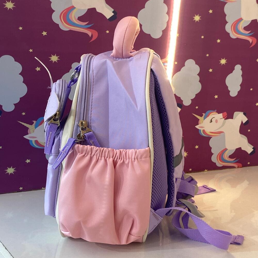 Kuromi-Themed Kids Backpack with Detachable Kuromi Face Pouch, Two Spacious Compartments and Front Zipper with Adjustable Straps -Purple Pink