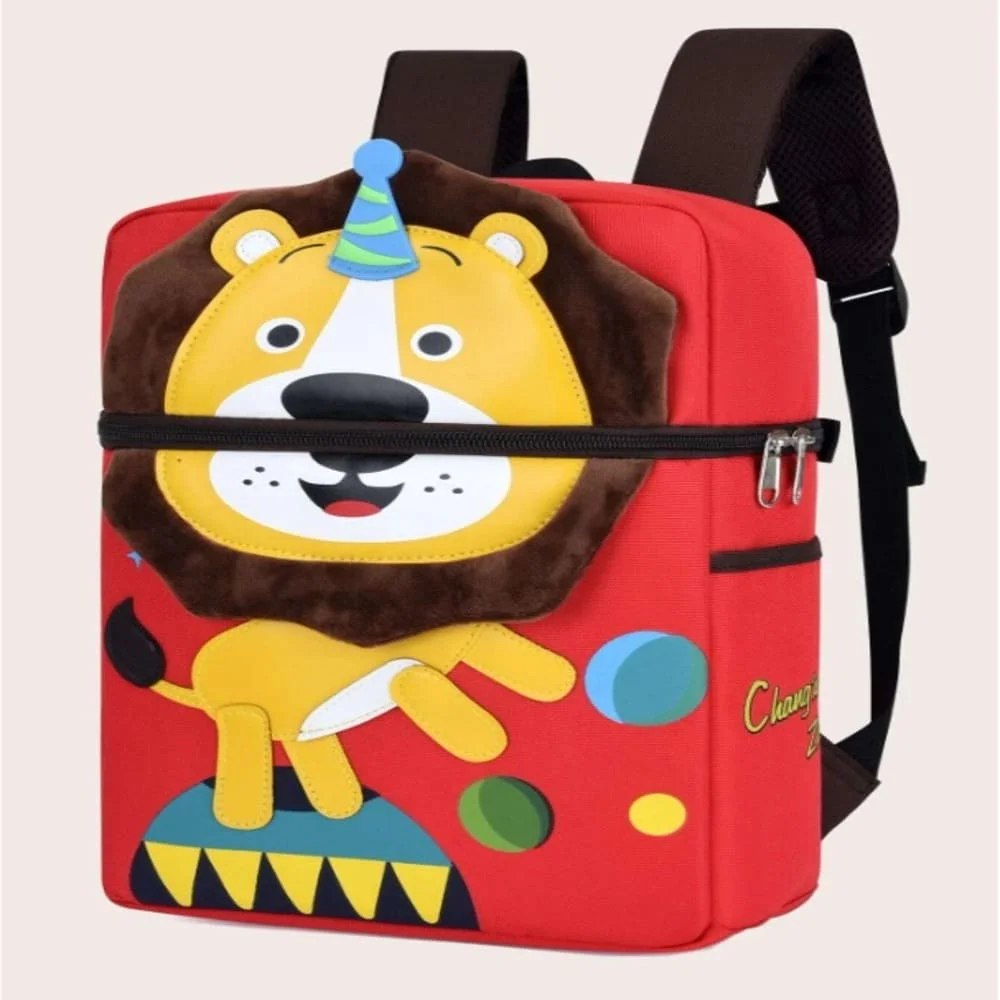 Circus-Themed Lion Backpack, Designed for kids, Perfect for school and play-Red