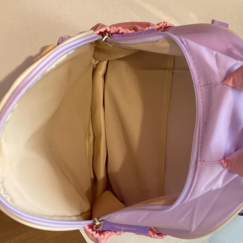 Kuromi-Themed Kids Backpack with Detachable Kuromi Face Pouch, Two Spacious Compartments and Front Zipper with Adjustable Straps -Purple Pink