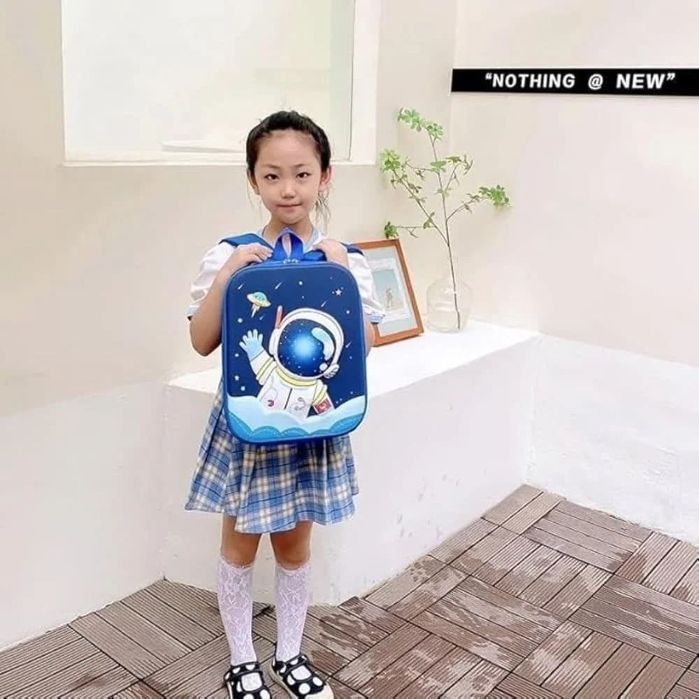 3D Space Design Backpack for Kids, Lightweight & Durable with Adjustable Shoulder Straps School Bag for Boys & Girls-Blue