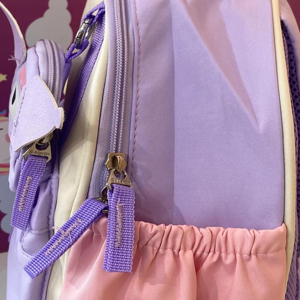 Kuromi-Themed Kids Backpack with Detachable Kuromi Face Pouch, Two Spacious Compartments and Front Zipper with Adjustable Straps -Purple Pink