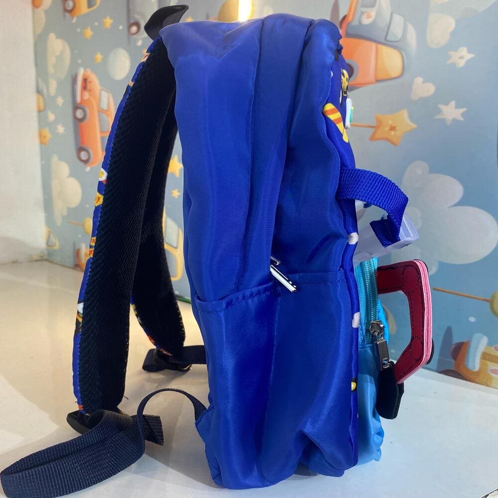 2 in 1 Cubs Lane Graphic Print, Perfect for little builders, Made from durable, lightweight material, Adjustable padded straps ensure comfort School Bag- Blue