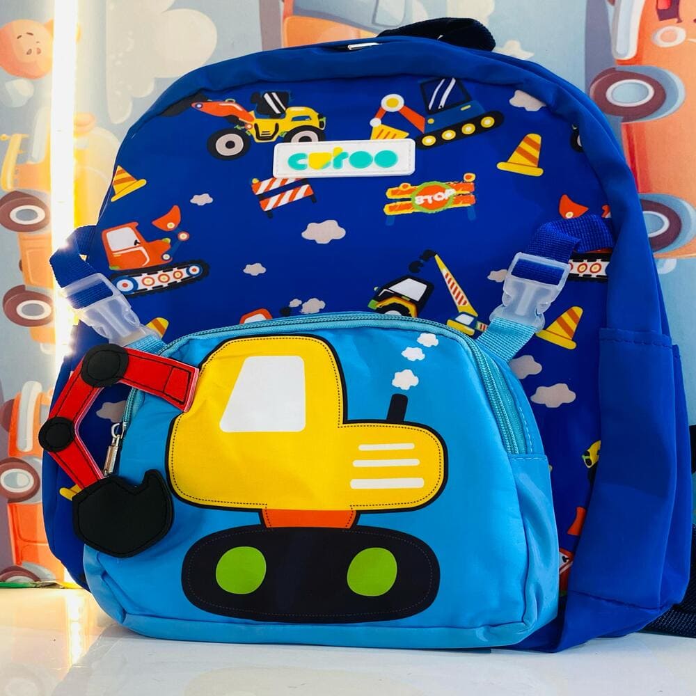 2 in 1 Cubs Lane Graphic Print, Perfect for little builders, Made from durable, lightweight material, Adjustable padded straps ensure comfort School Bag- Blue