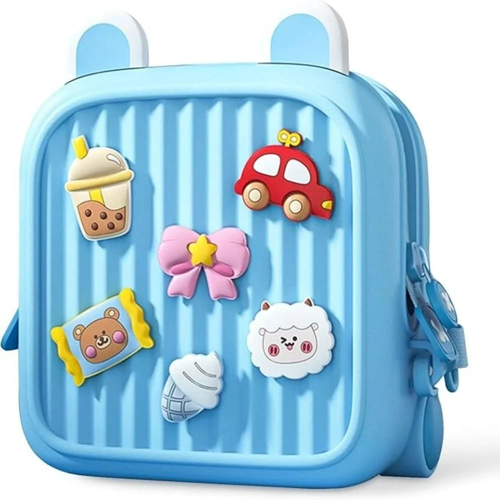 Kids 3D Cartoon Character Backpack, Lightweight, Durable School Bag with Adjustable Straps, Smooth Zippers & Customizable Badges – Perfect for Kids & Travel-Blue