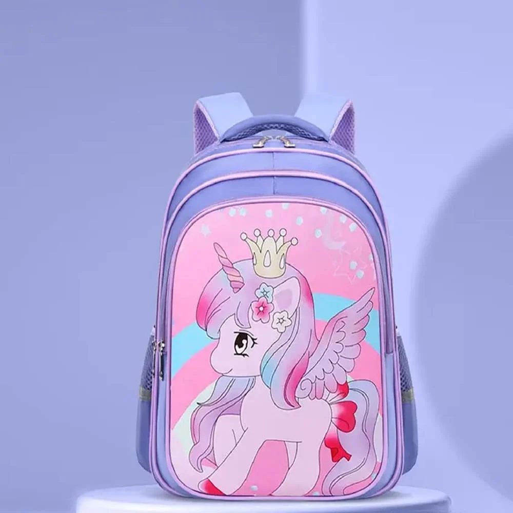 Charming Unicorn Backpack for Kids - Delightful Pink School Bag with Wings, Crown Design, and Spacious Compartments, Perfect for School, Travel, and Everyday Adventures-Purple